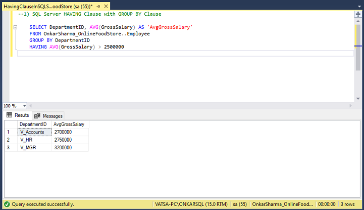 difference between having and where clause